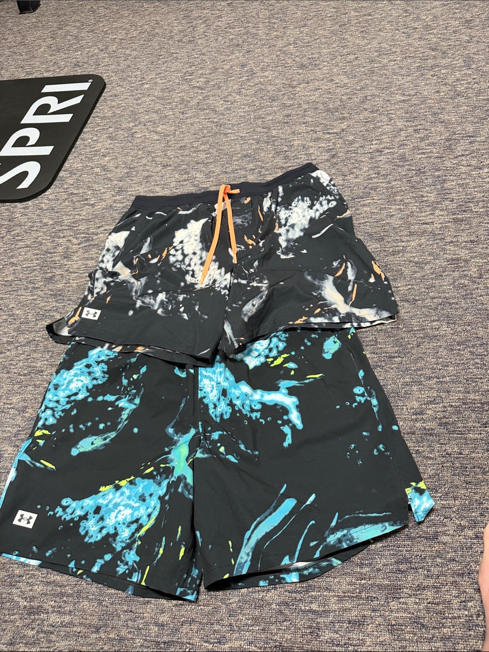 Under Armour Black Swim Shorts with Blue, Teal & Orange Accents